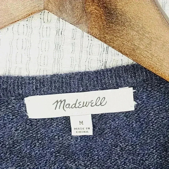 Madewell Merino Wool Alpaca Cardigan Sweater Size M Open Front  Navy Blue - Picture 3 of 6
